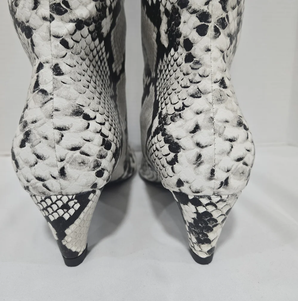Snakeskin Faux Leather Over The Knee Kitten Heel Boots Glam Mobwife 10 Animal